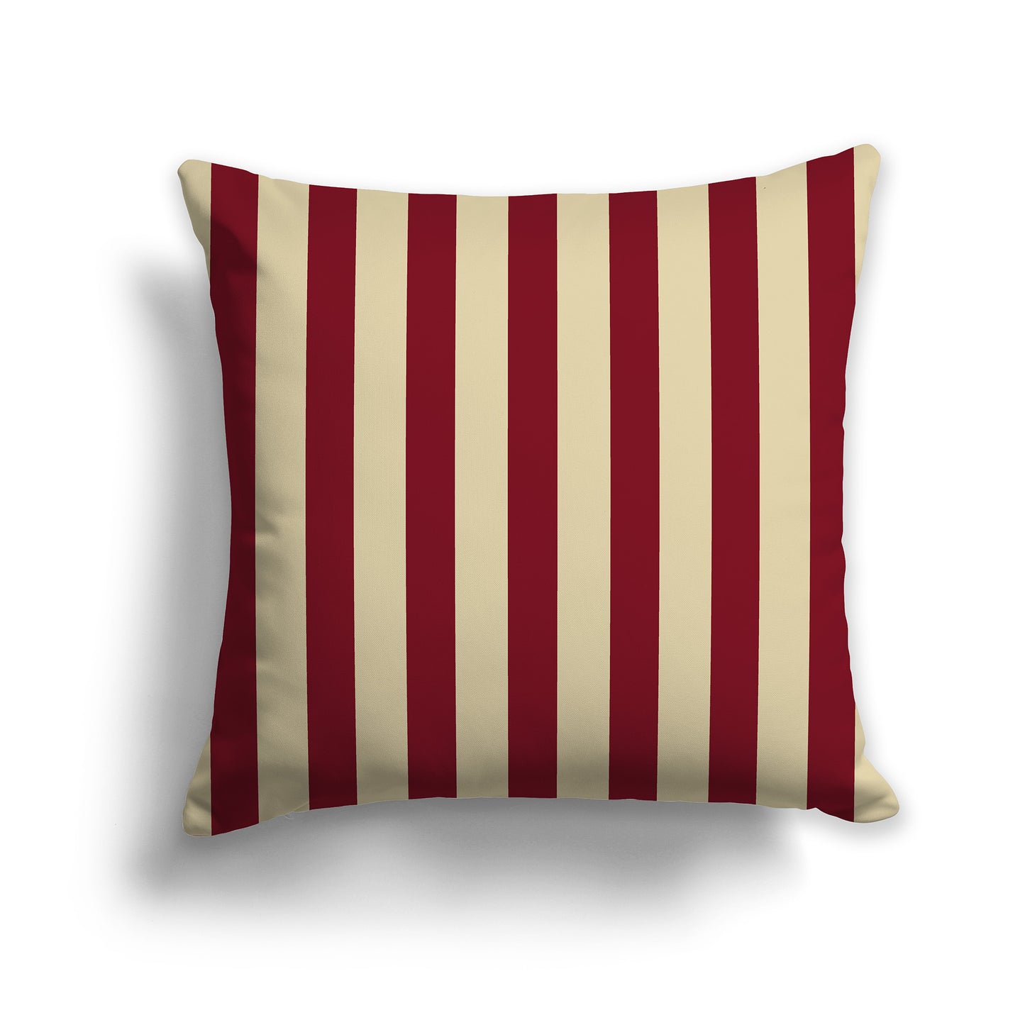 20 inch Throw Pillow with Thick Burgundy Red and Desert Sand Vertical Bars