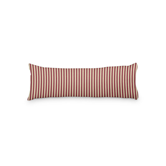 Tan Microfiber Body Pillow with Thin Burgundy Red Bars, MFBP-1284-241,  20 x 54 inches