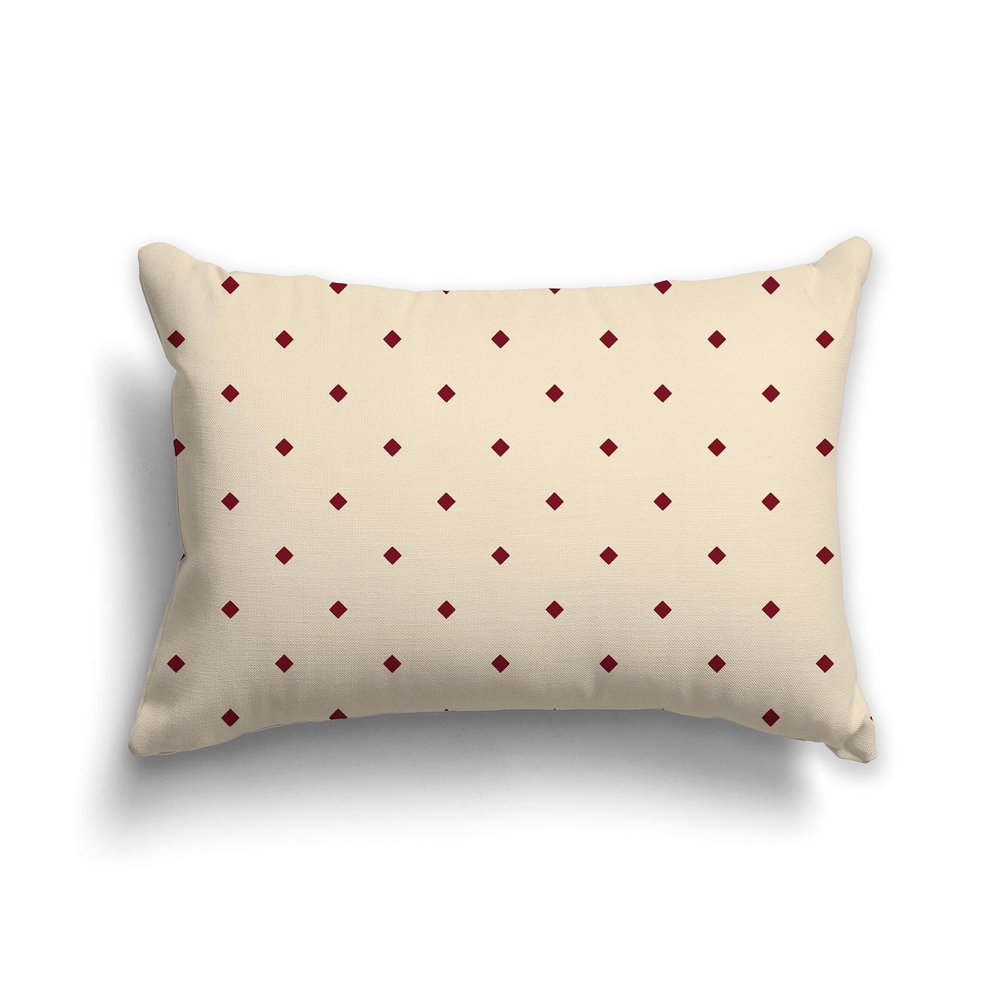 20x14 inch Lumbar Beige Throw Pillow with Large Burgundy Red Diamond Pattern