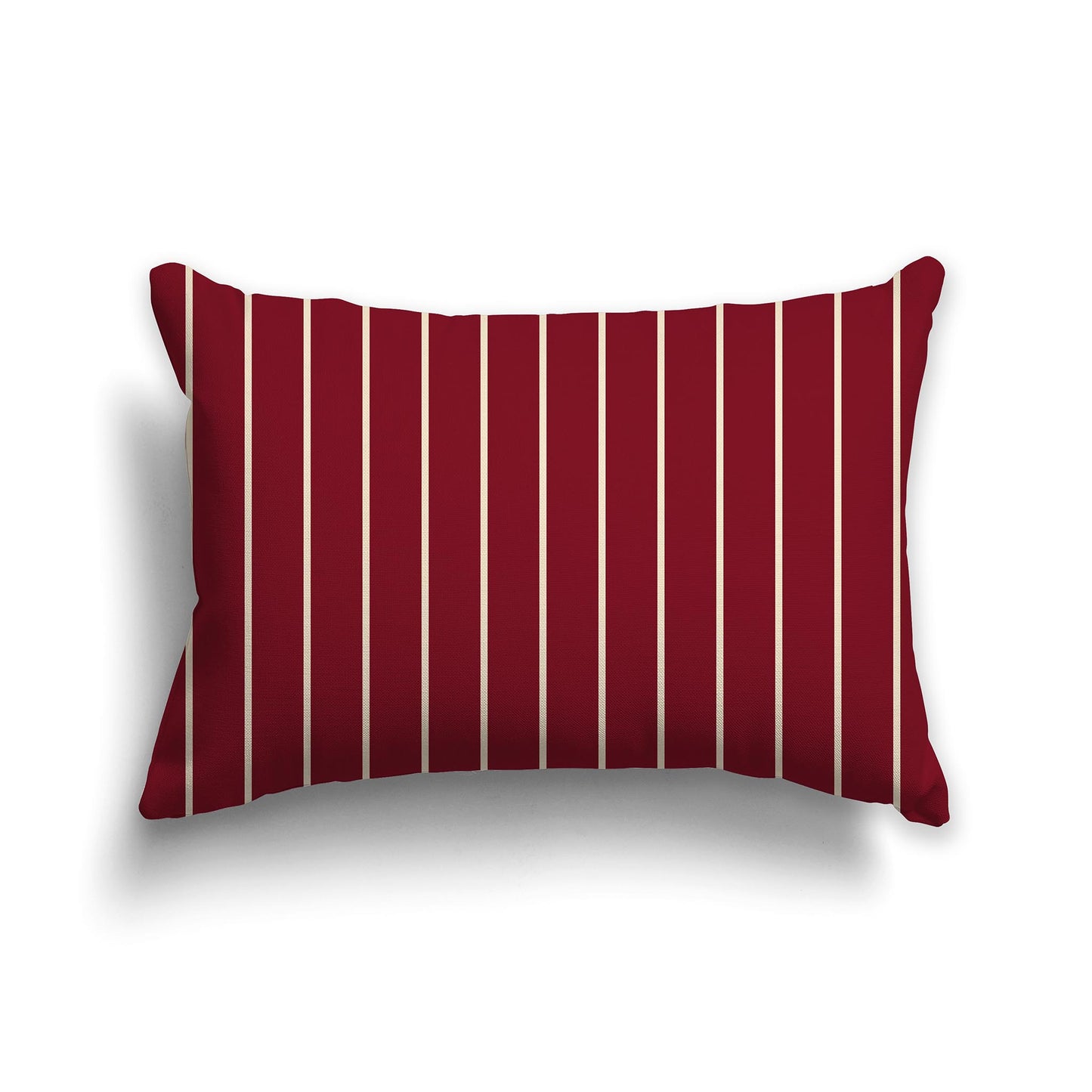 20x14 inch Lumbar Throw Pillow with Burgundy Red and Beige Thin Vertical Stripe Pattern