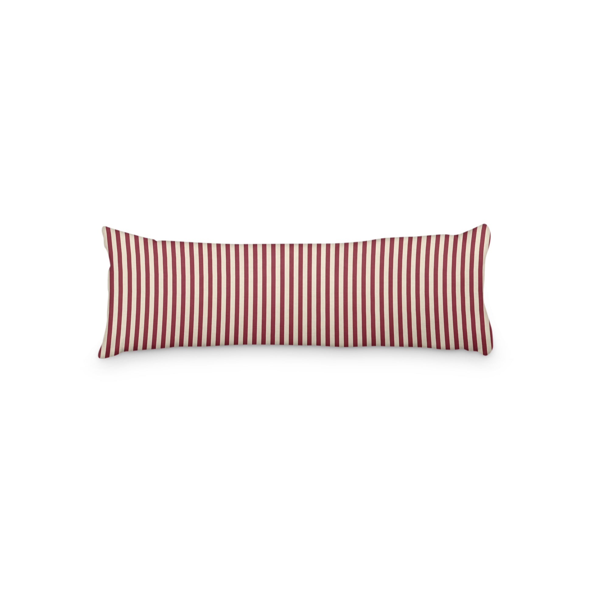 Beige Microfiber Body Pillow with Thin Burgundy Red Bars, MFBP-1285-241,  20 x 54 inches