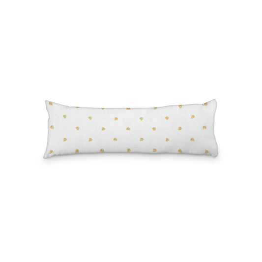 White Microfiber Body Pillow with Small Yellow-Orange Floral Pattern, MFBP-1316, 20 x 54 inches