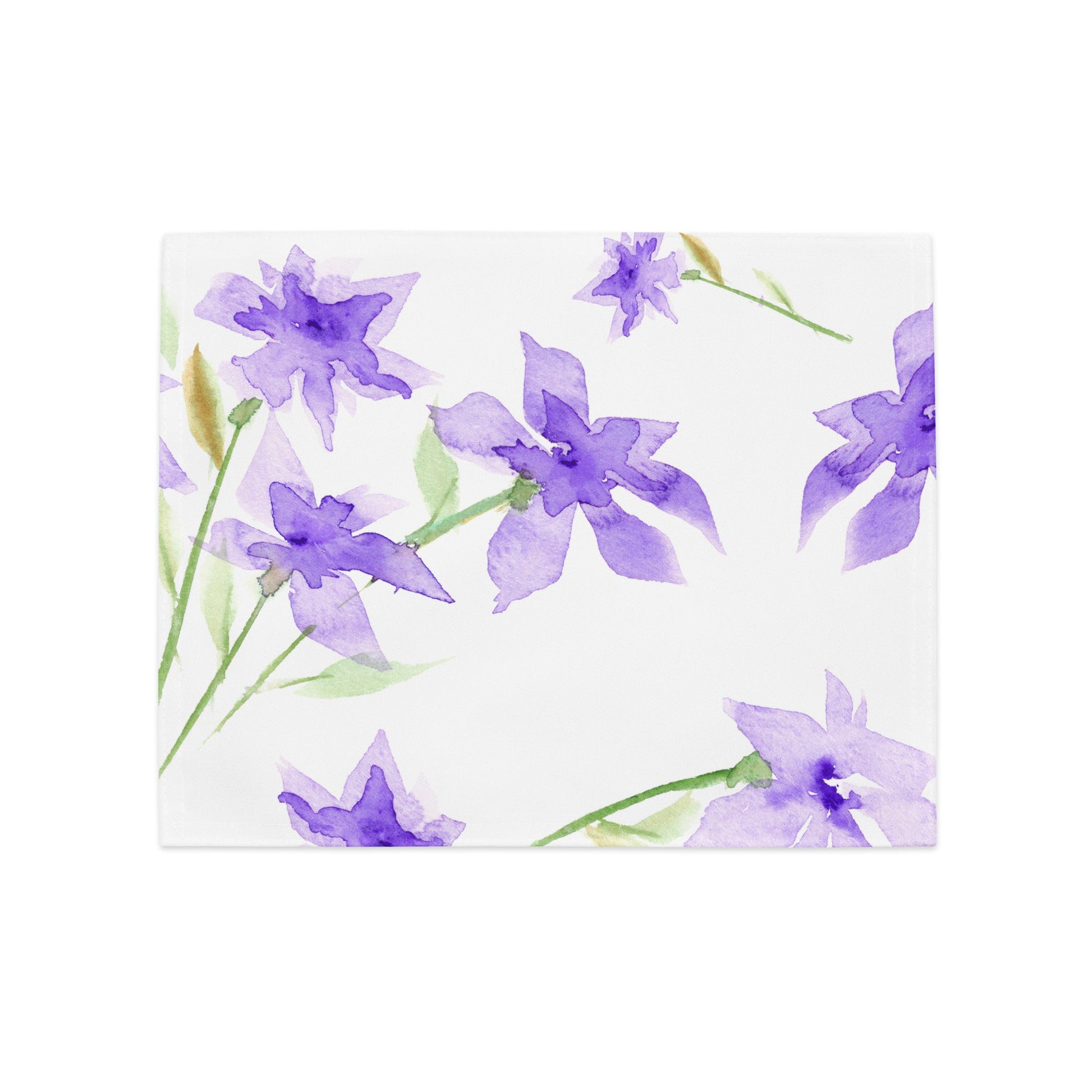 Soft Purple Bloom — Fine Art Polyester Placemats with Red Floral Watercolor Print— 4-Pc Set #PSFL-1324