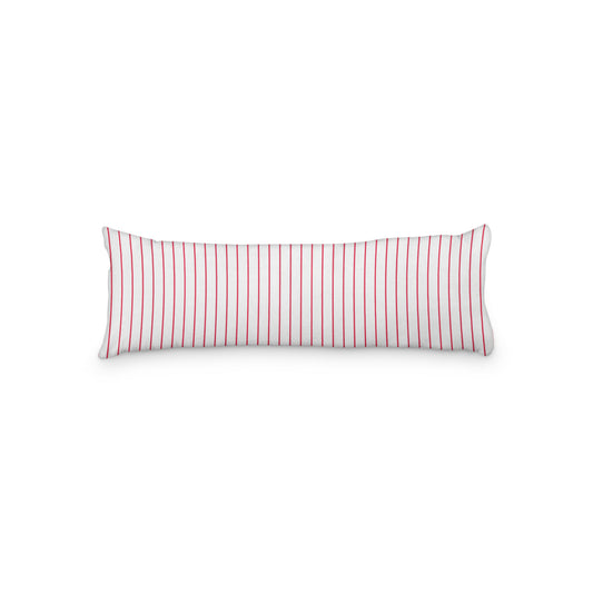 White Microfiber Body Pillow with Fine Red Stripes, MFBP-1330-151, 20 x 54 inches
