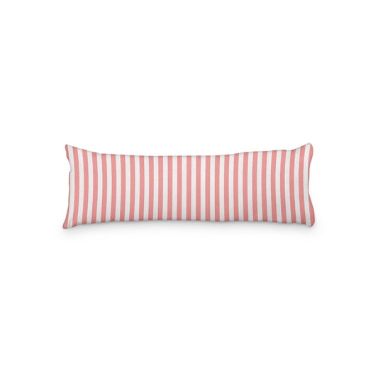 White Microfiber Body Pillow with Pink Bars, MFBP-1340-051, 20 x 54 inches