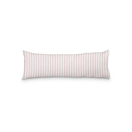 White Microfiber Body Pillow with Fine Pink Stripes, MFBP-1340-151, 20 x 54 inches