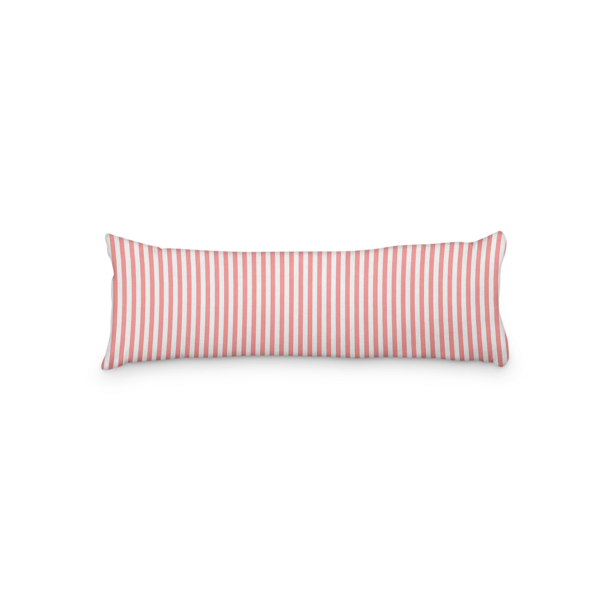 White Microfiber Body Pillow with Thin Pink Bars, MFBP-1340-241, 20 x 54 inches