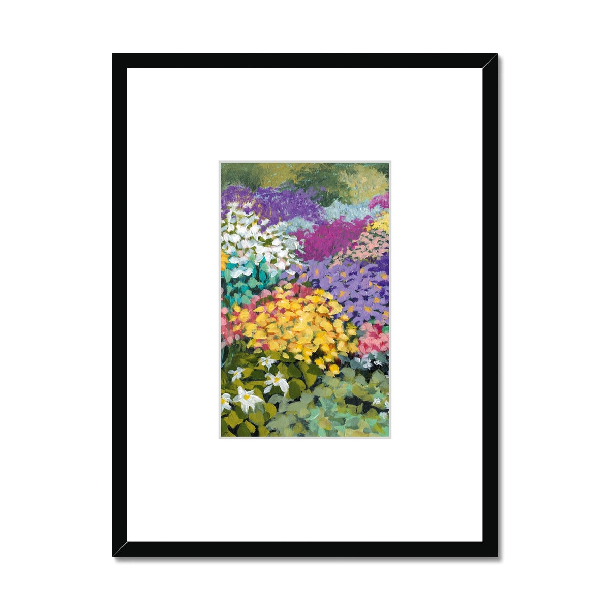 Framed Fine Art Print, Faux Mat - 18x24 inches | Floral Garden in Acrylic, FMV-1381-002