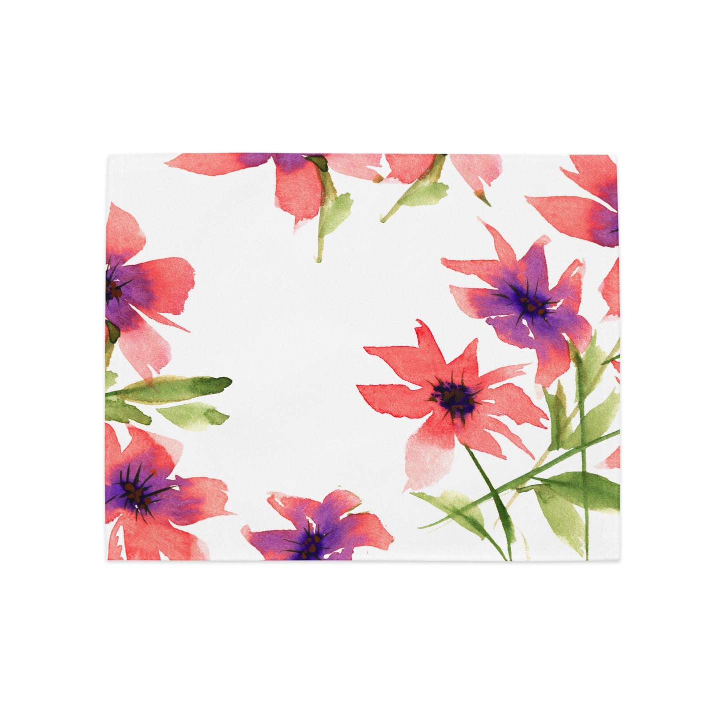 Coral Bloom — Fine Art Polyester Placemats with Pink Floral Watercolor Print — 4-Pc Set #PSFL-1344
