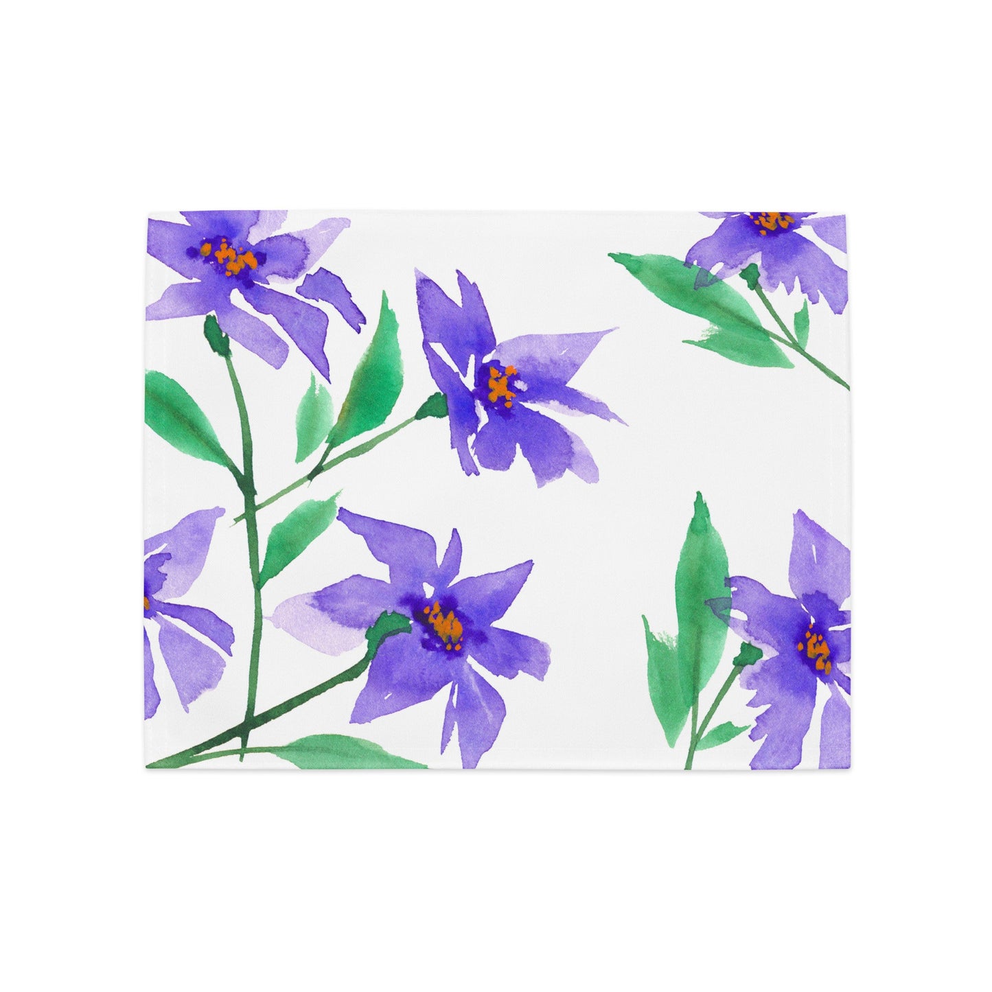 Purple Bloom — Fine Art Polyester Placemats with Purple Floral Watercolor Print — 4-Pc Set #PSFL-1354