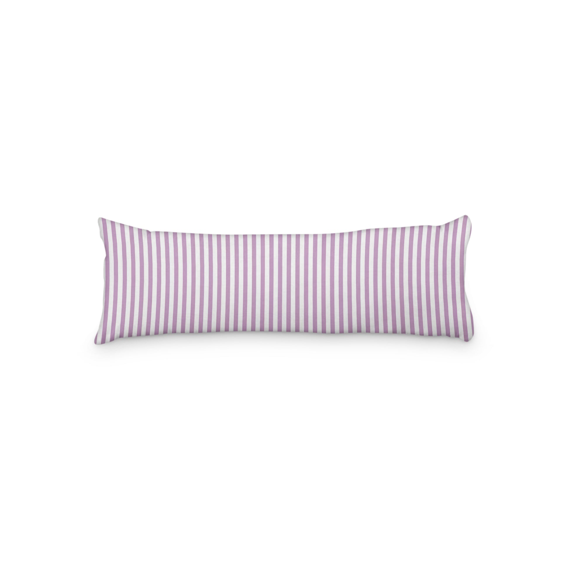 White Microfiber Body Pillow with Thin Mauve Bars, MFBP-1360-241, 20 x 54 inches