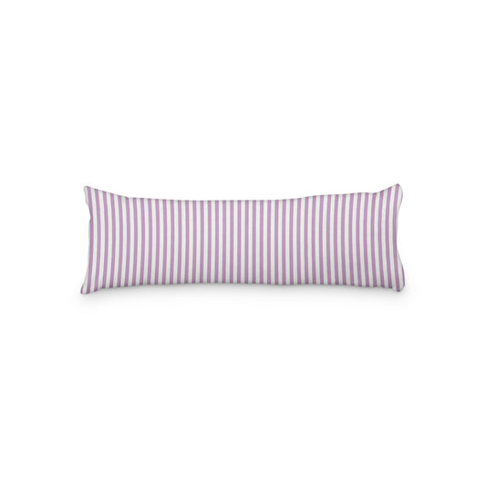 White Microfiber Body Pillow with Thin Mauve Bars, MFBP-1360-241, 20 x 54 inches