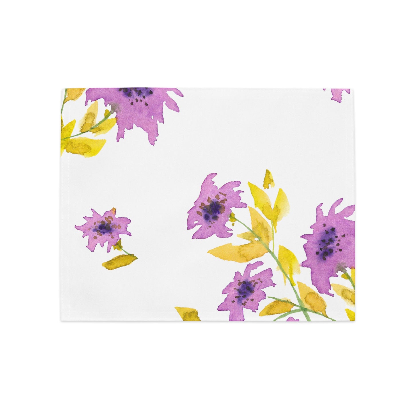 Mauve Bloom — Fine Art Polyester Placemats with Mauve Floral Watercolor Print — 4-Pc Set #PSFL-1364