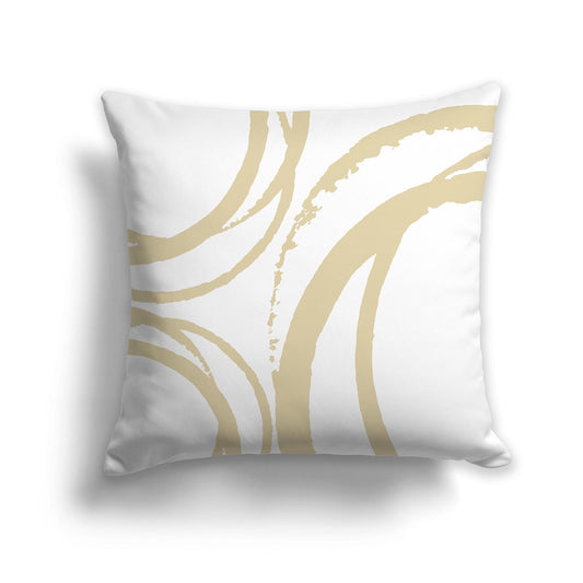 Square Throw Pillow with Desert Sand and White Abstract Circles