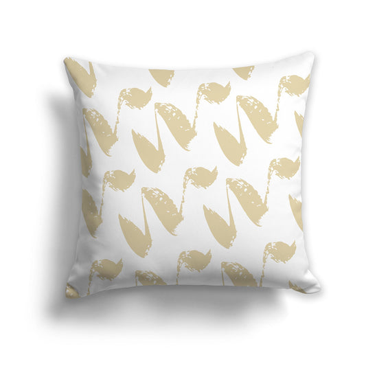 Square Throw Pillow with Desert Sand and White Squiggle Pattern