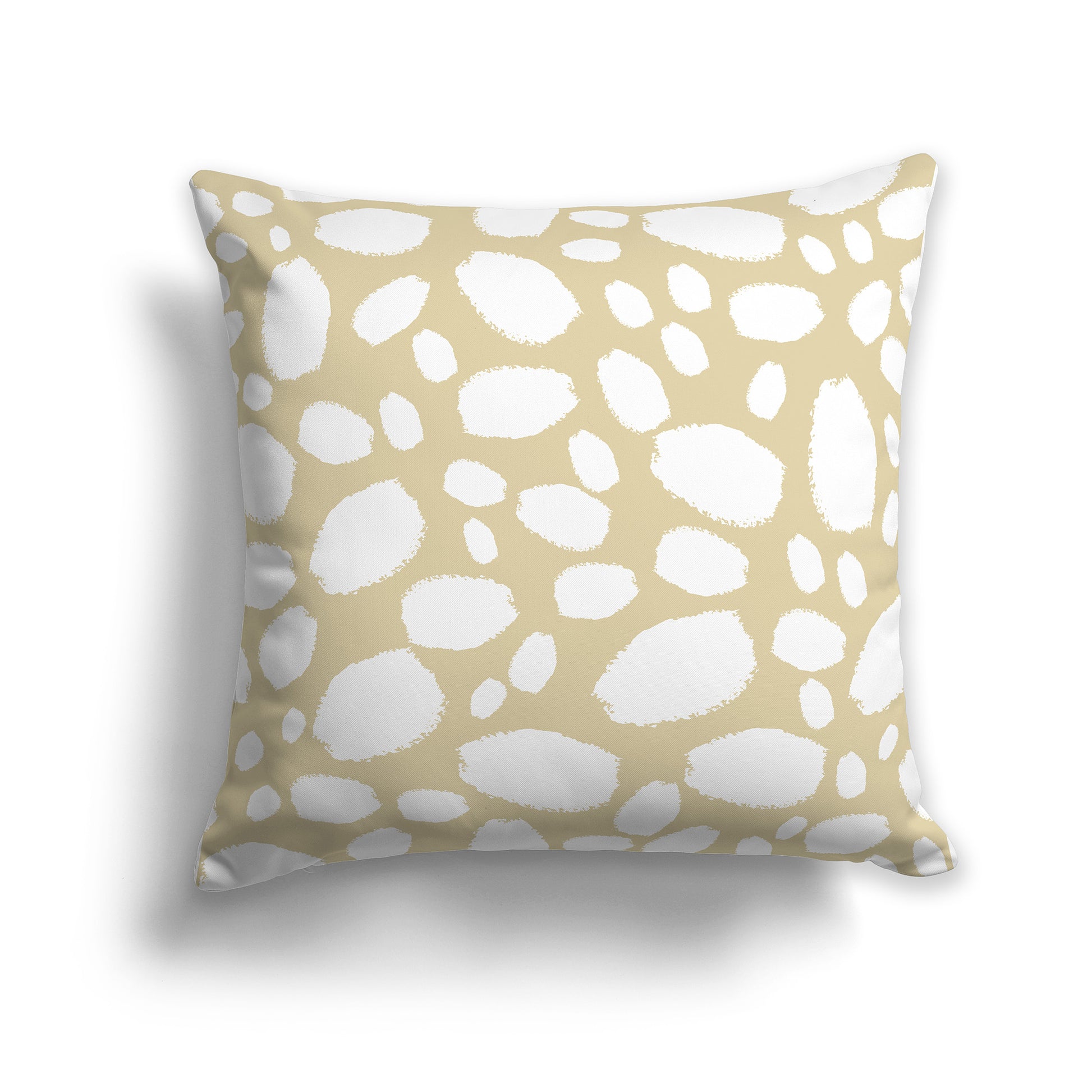 14 inch Throw Pillow with Desert Sand and White Paint Dab Pattern