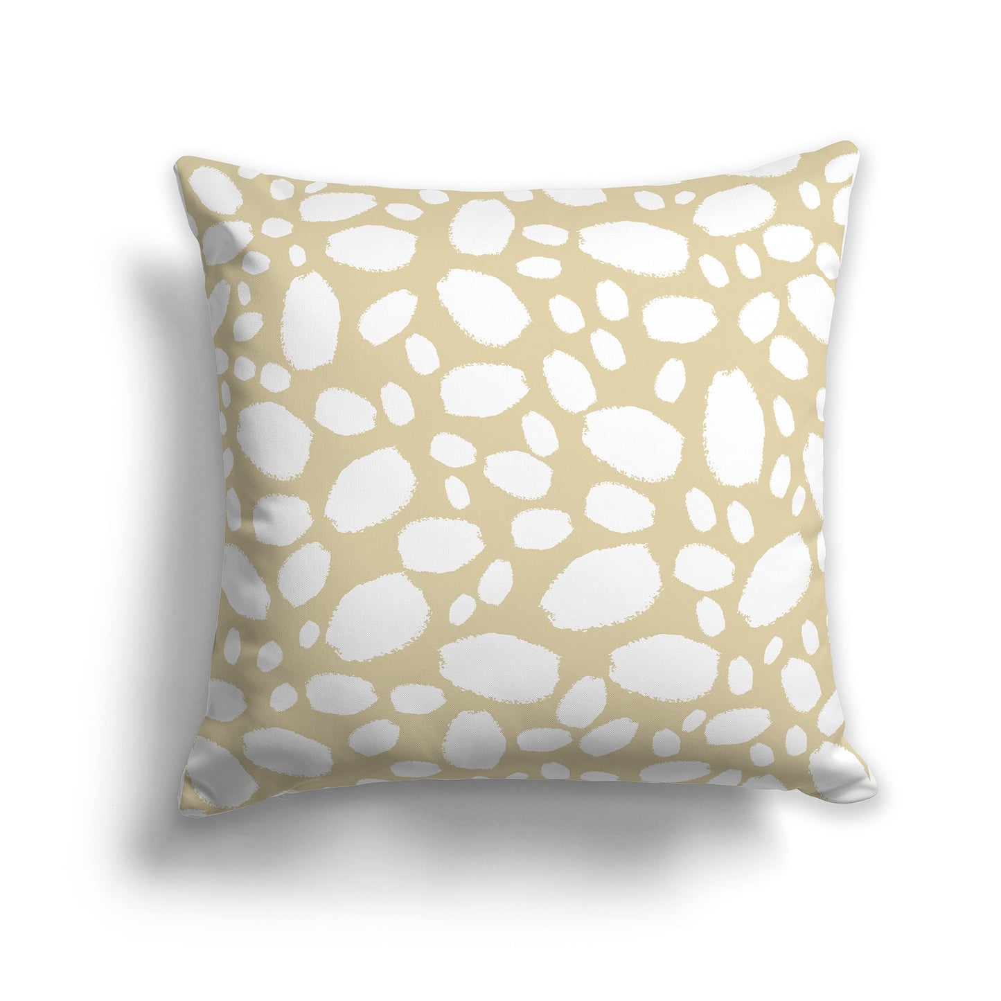 18 inch Throw Pillow with Desert Sand and White Paint Dab Pattern