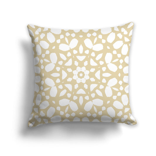 Square Throw Pillow with Large Desert Sand and White Circular Graphic