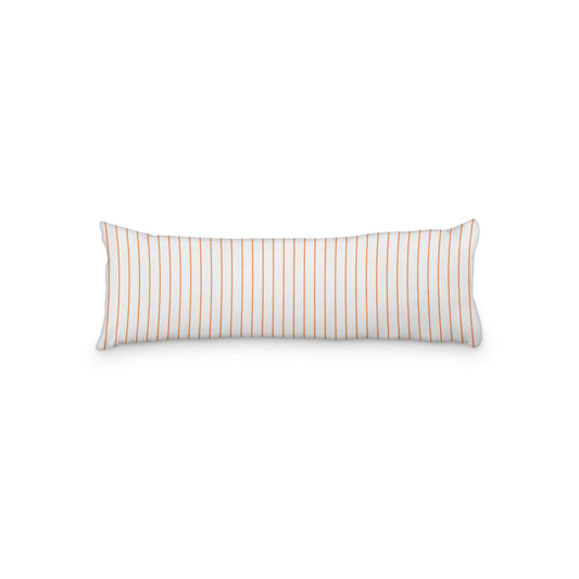 White Microfiber Body Pillow with Fine Pale Orange Stripes, MFBP-1380-151, 20 x 54 inches