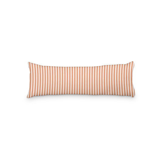 White Microfiber Body Pillow with Thin Pale Orange Bars, MFBP-1380-241, 20 x 54 inches