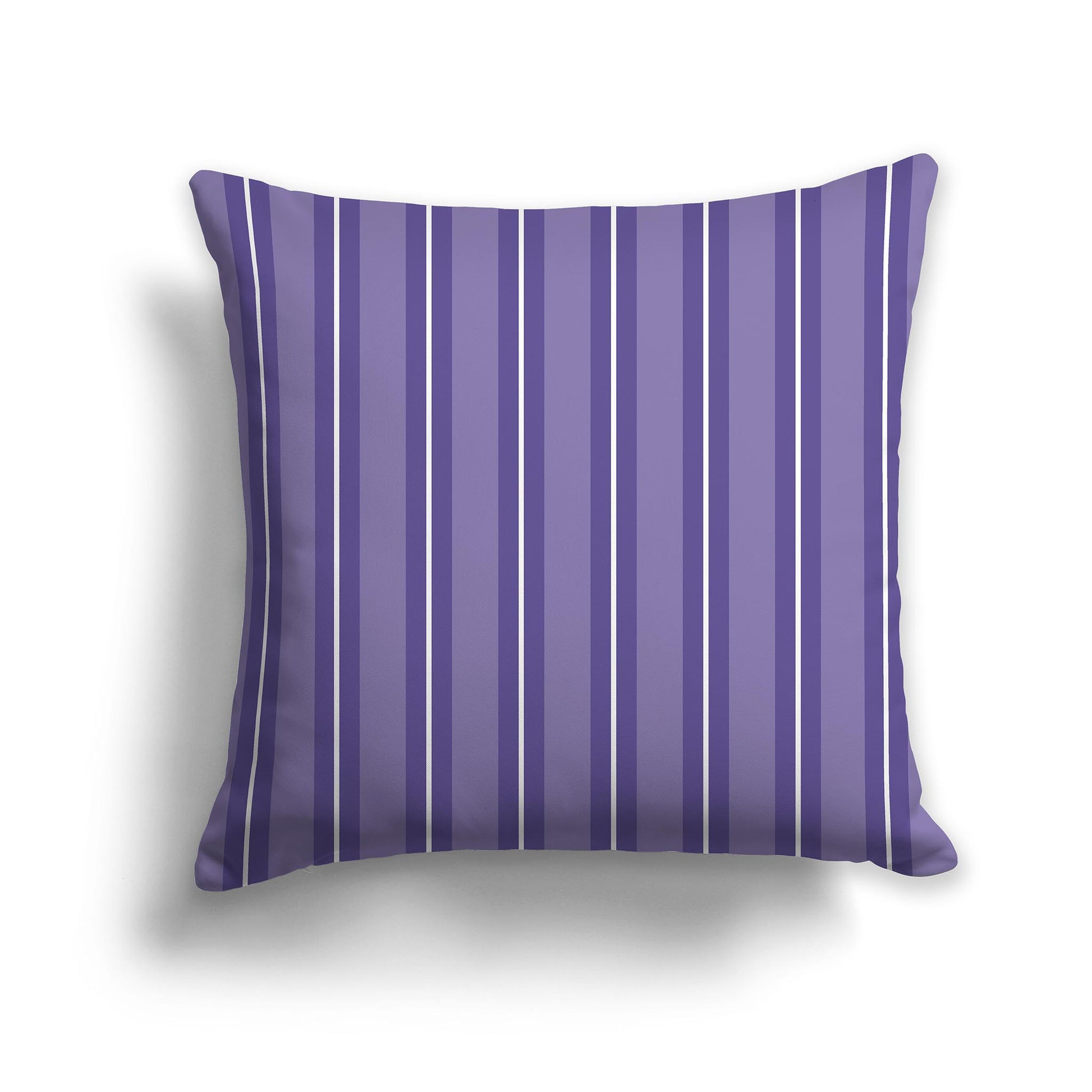 Square Throw Pillow with Purple and White Multistripe Pattern