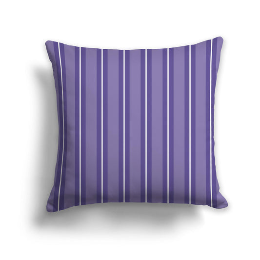 Square Throw Pillow with Purple and White Multistripe Pattern