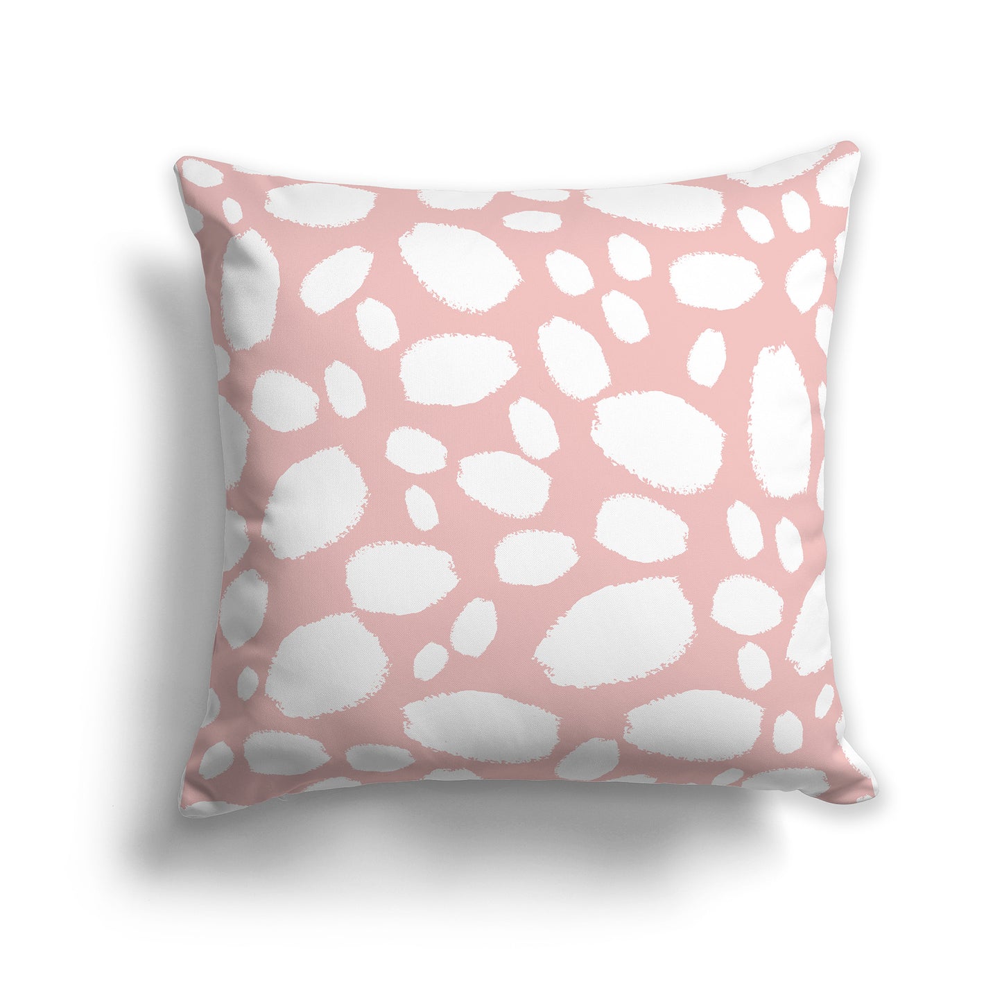 14 inch Throw Pillow with Pink Coral and White Paint Dab Pattern