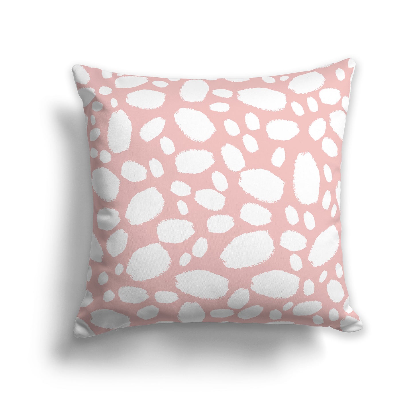 18 inch Throw Pillow with Pink Coral and White Paint Dab Pattern