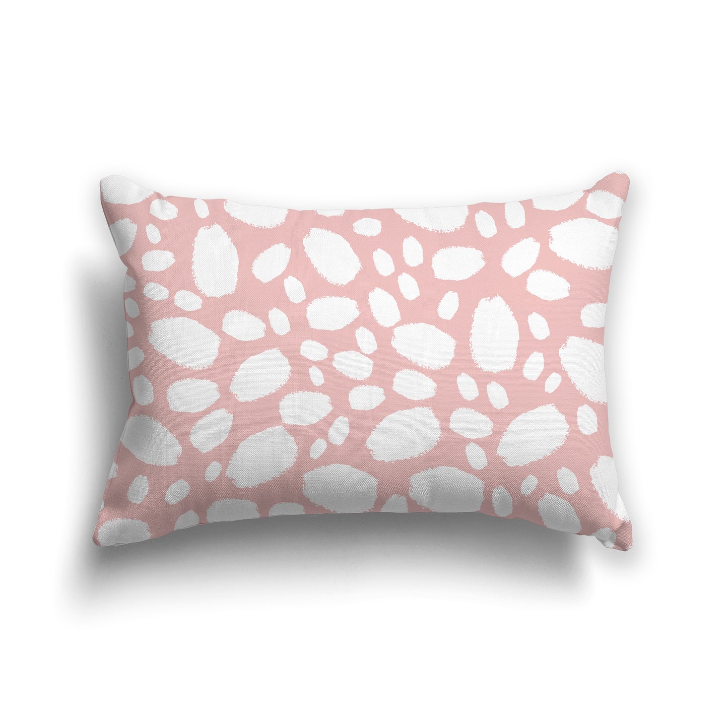 20x14 inch Lumbar Throw Pillow with Pink Coral and White Paint Dab Pattern