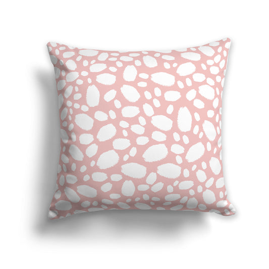 26 inch Throw Pillow with Pink Coral and White Paint Dab Pattern