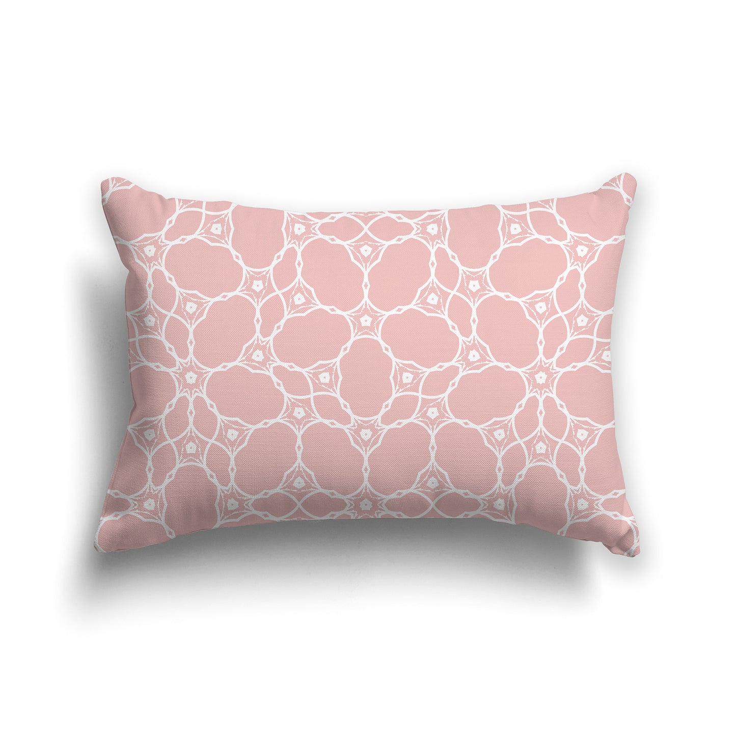 20x14 inch Lumbar Throw Pillow with Pink Coral and White Web Lace Pattern