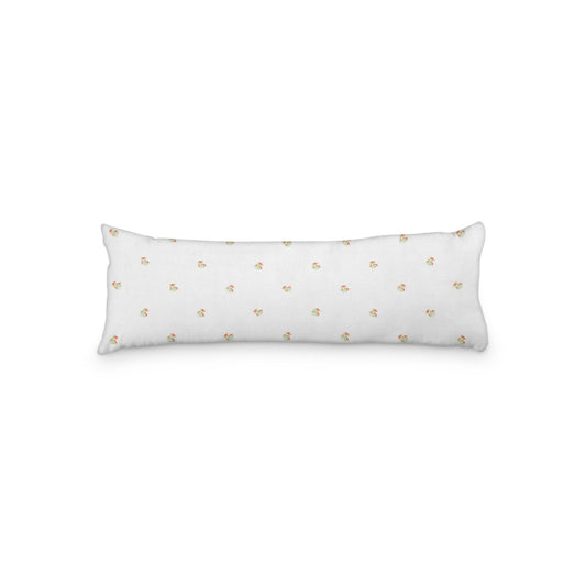 White Microfiber Body Pillow with Small Pale Orange Floral Pattern, MFBP-1386, 20 x 54 inches