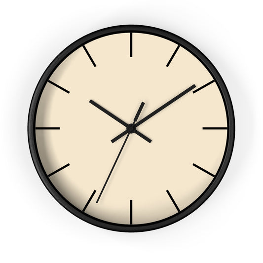 Wall Clock with Beige Face | Black Base | Black Hands