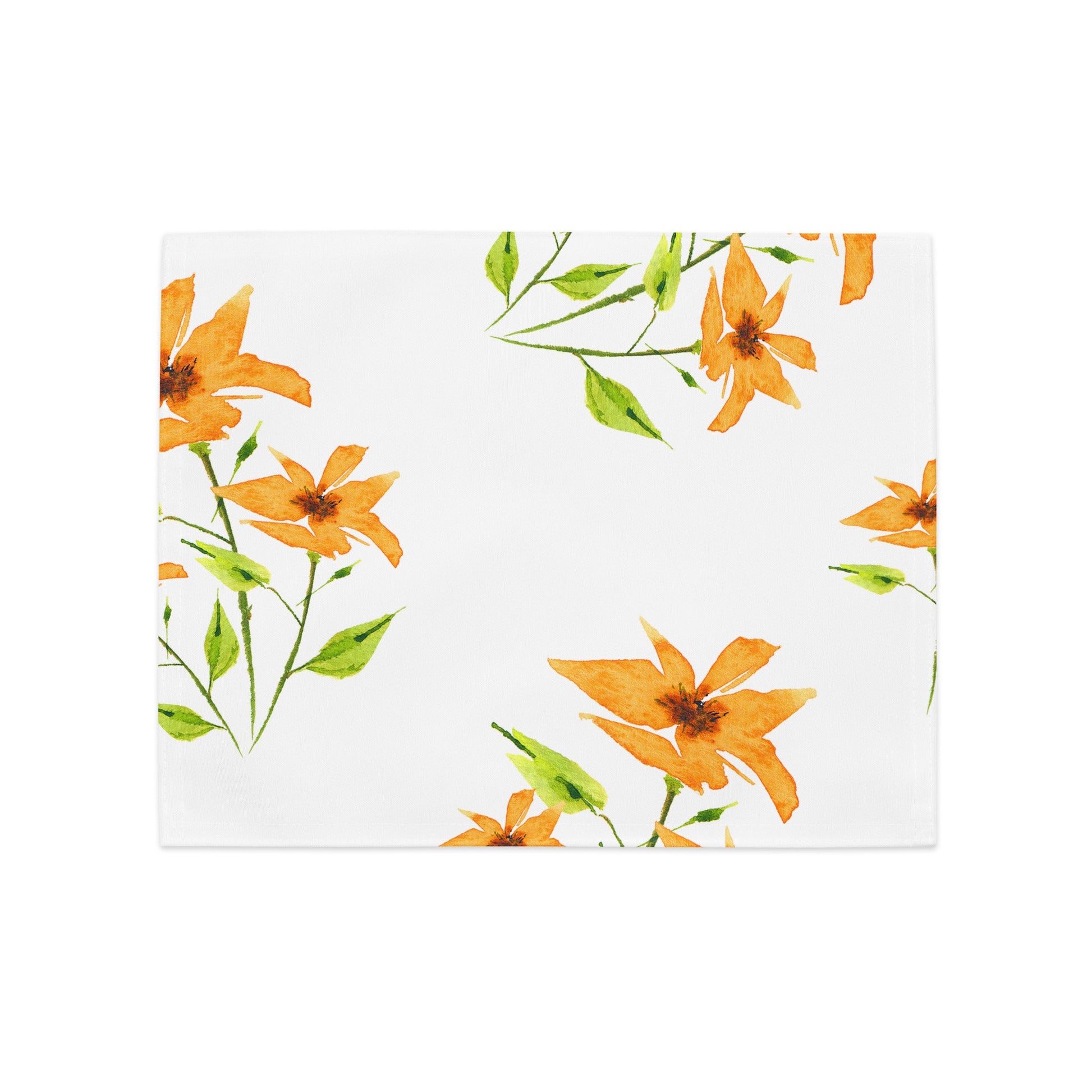 Citrine Bloom — Fine Art Polyester Placemats with Yellow-orange Floral Watercolor Print — 4-Pc Set #PSFL-1394