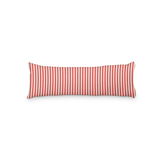 White Microfiber Body Pillow with Thin Red Bars, MFBP-1410-241, 20 x 54 inches
