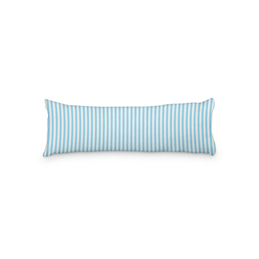 White Microfiber Body Pillow with Thin Blue Bars, MFBP-1430-241, 20 x 54 inches