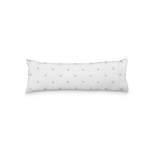 White Microfiber Body Pillow with Small Blue Floral Pattern, MFBP-1436, 20 x 54 inches