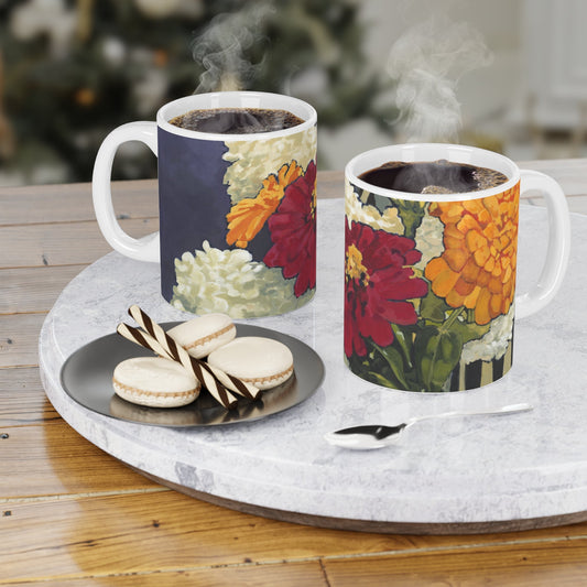 11oz Fine Art Ceramic Mug | Hydrangeas & Zinnias, CM-1030