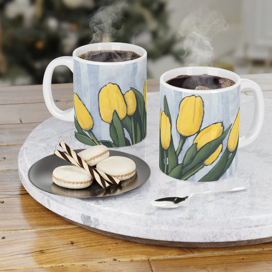 11oz Fine Art Ceramic Mug | Yellow Tulips, CM-1120