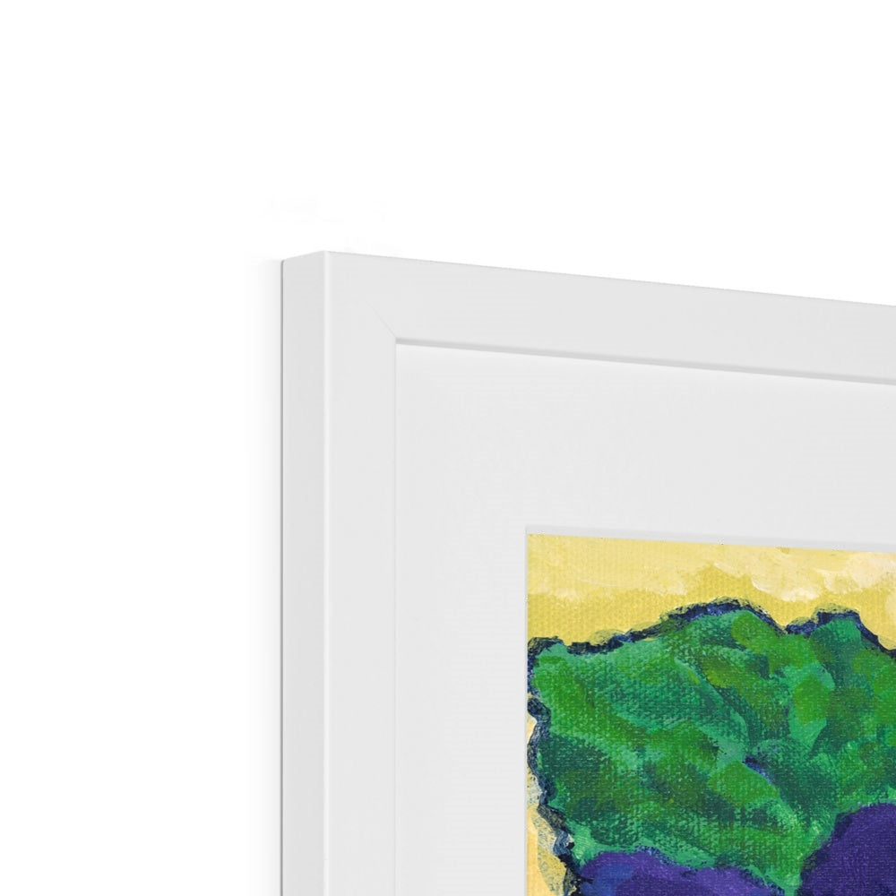 Framed Fine Art Print, White Mat - 8x8 12x12 16x16 20x20 24x24 28x28 36x36 inches | African Violets in Acrylic, FPS-1090