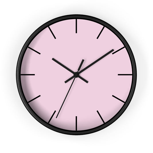 Wall Clock with Light Pale Pink Face | Black Base | Black Hands