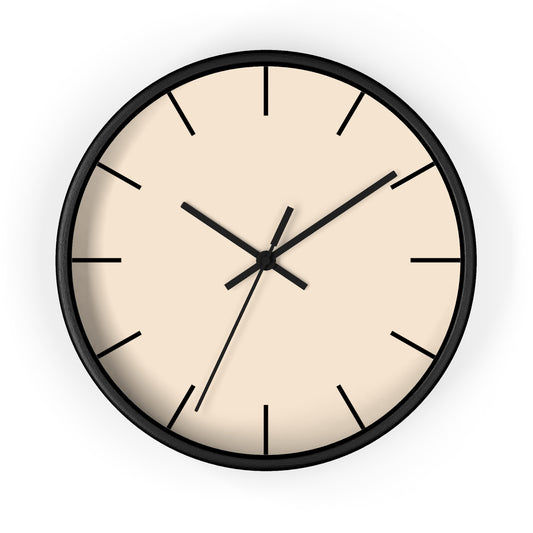 Wall Clock with Light Tan Face | Black Base | Black Hands