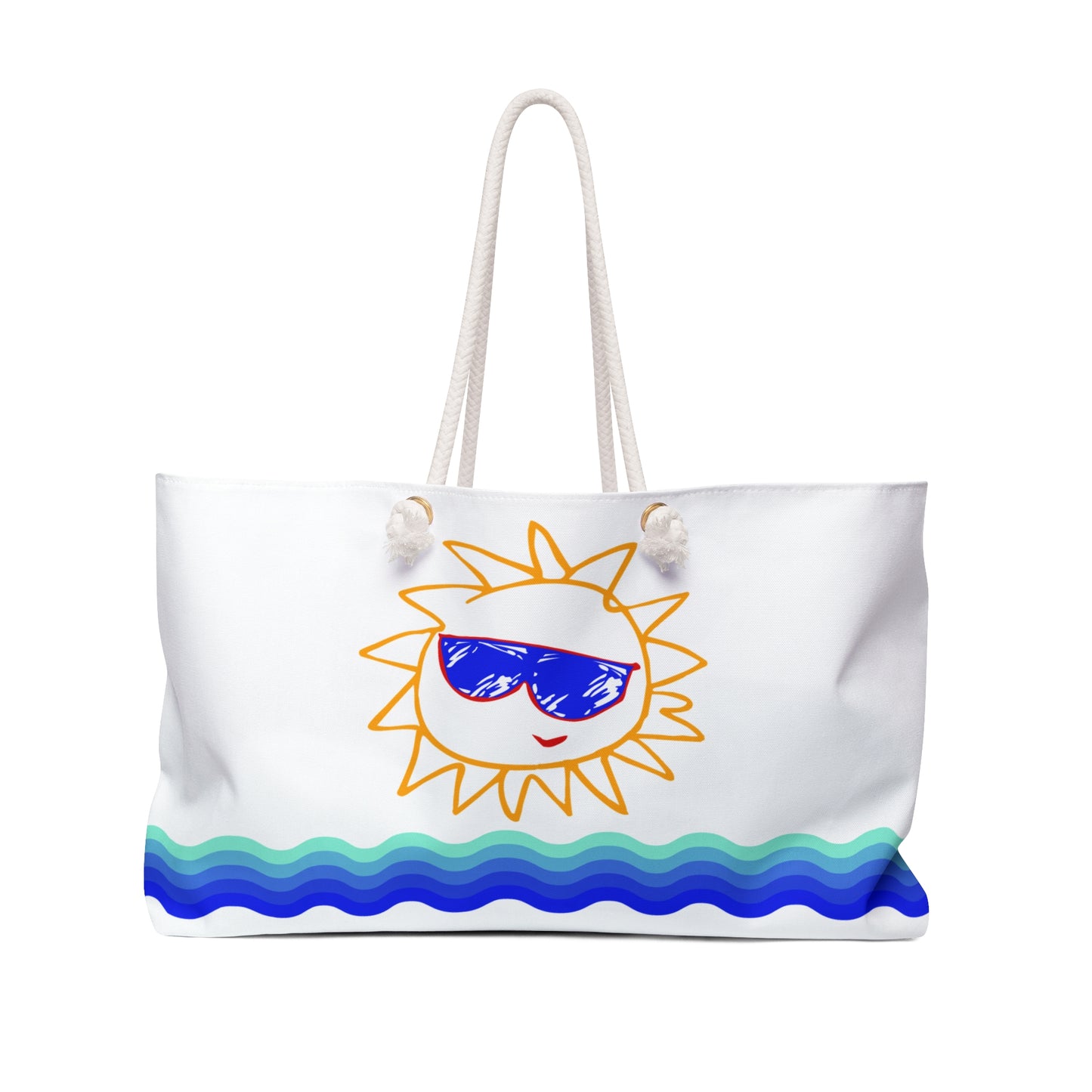 White Beach Tote / Weekender Bag with Sunfilled Cheerful Vibes | WBST