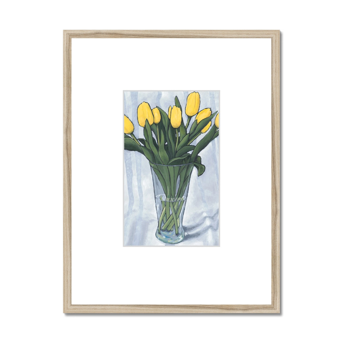 Framed Fine Art Print, Faux Mat - 18x24 inches | Yellow Tulips in Acrylic, FMV-1120-001