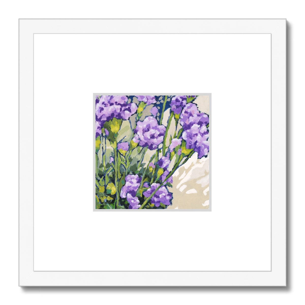 Framed Fine Art Print, Faux Mat - 12x12 inches | Mauve Carnations in Acrylic, FMS-1070-002
