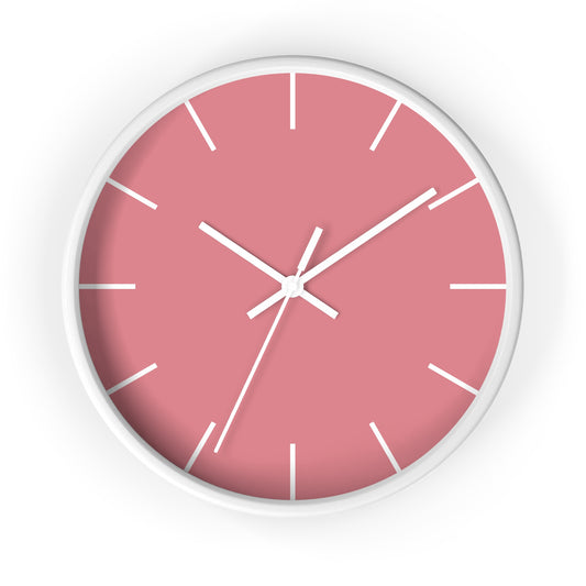 Wall Clock with Pink Coral Face | White Base | White Hands