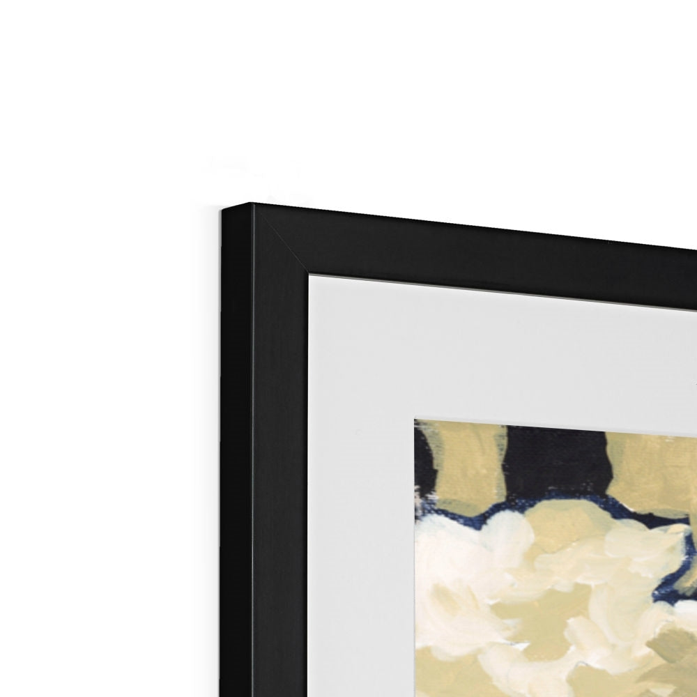 Framed Fine Art Print, White Mat - 8x12 20x28 24x36 28x40 inches | Hydrangeas & Zinnias in Acrylic, FPV-1030-001