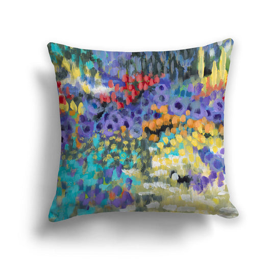 Wildflower Garden #2145 Fine Art Throw Pillow in Spun Poly or Faux Suede