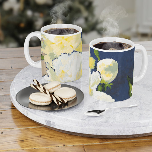 11oz Fine Art Ceramic Mug | White Peonies, CM-1050