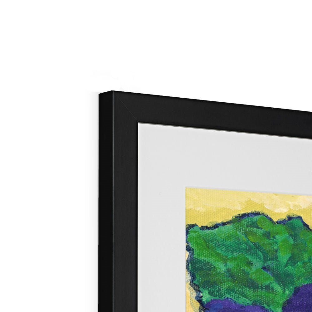 Framed Fine Art Print, White Mat - 8x8 12x12 16x16 20x20 24x24 28x28 36x36 inches | African Violets in Acrylic, FPS-1090